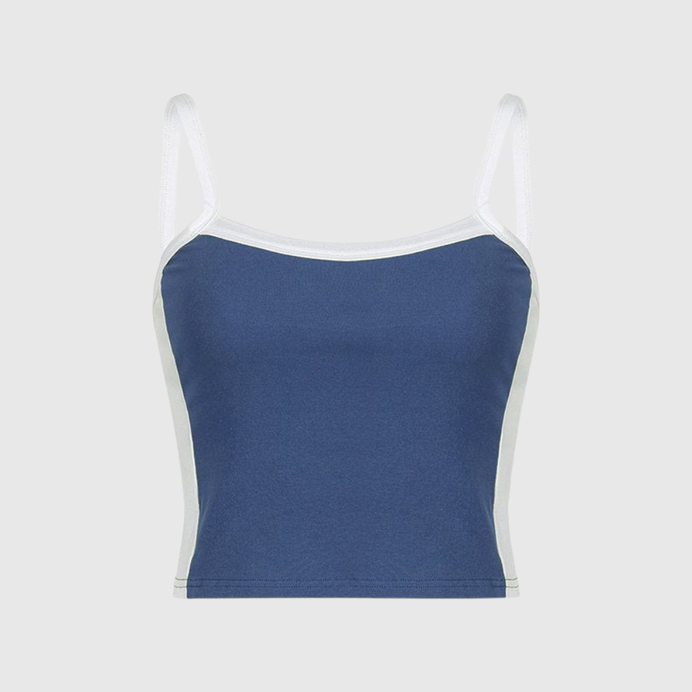 Vintage Crop Cami Top with Contrast Stripe