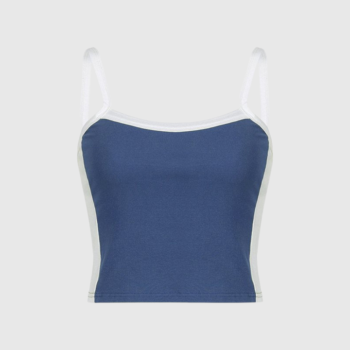Vintage Crop Cami Top with Contrast Stripe