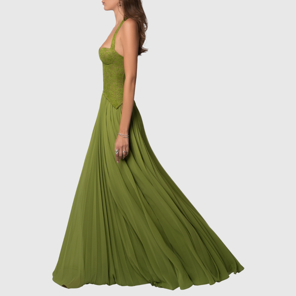 Kenley | Women's Pleated Corset Maxi Wedding Guest Dress