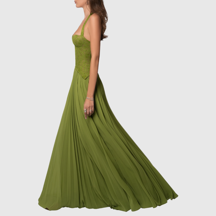 Kenley | Women's Pleated Corset Maxi Wedding Guest Dress