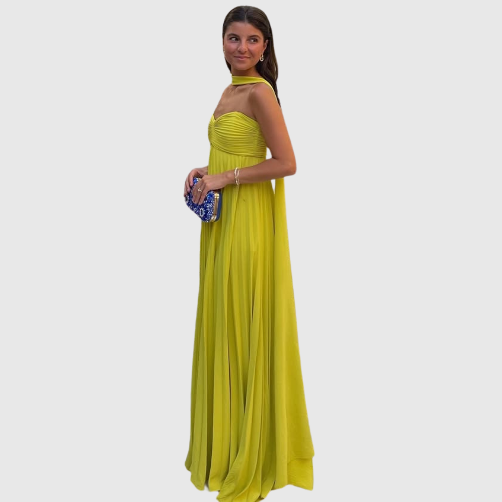 Makayla | Women's Pleated Strapless Maxi Wedding Guest Dress