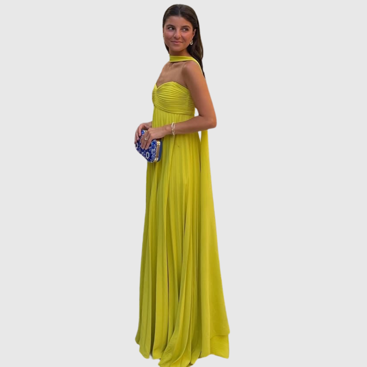 Makayla | Women's Pleated Strapless Maxi Wedding Guest Dress
