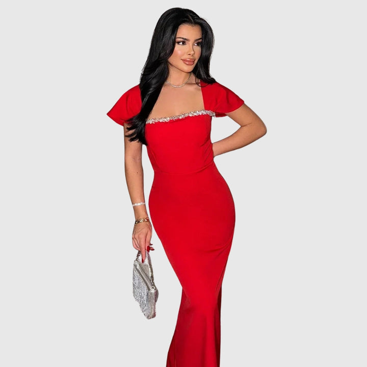 Keira | Women's Square-Neck Shoulder-Drape Bodycon Maxi Dress