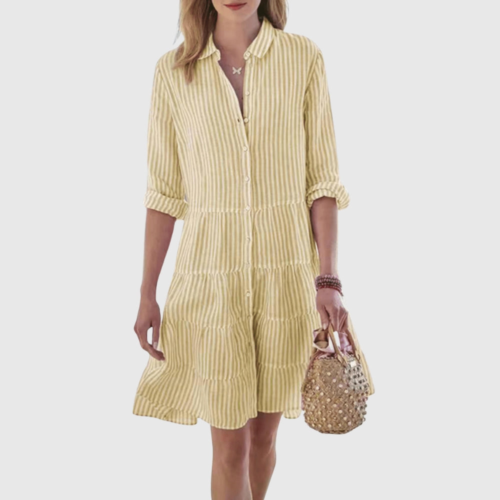Cassandra™ | Breezy Striped Dress With Buttons