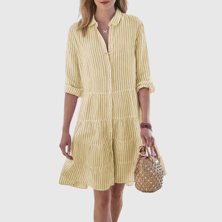 Cassandra™ | Breezy Striped Dress With Buttons