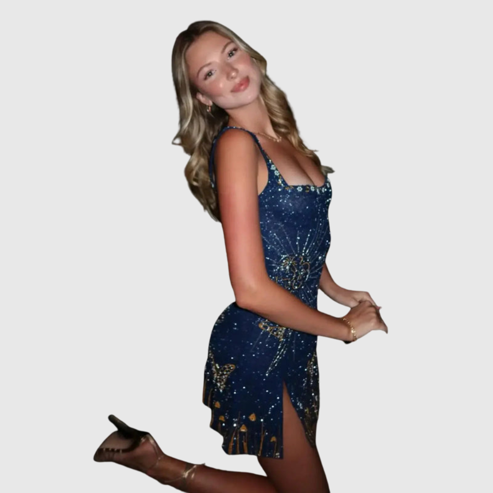 Butterfly Sequin Party Mini Dress