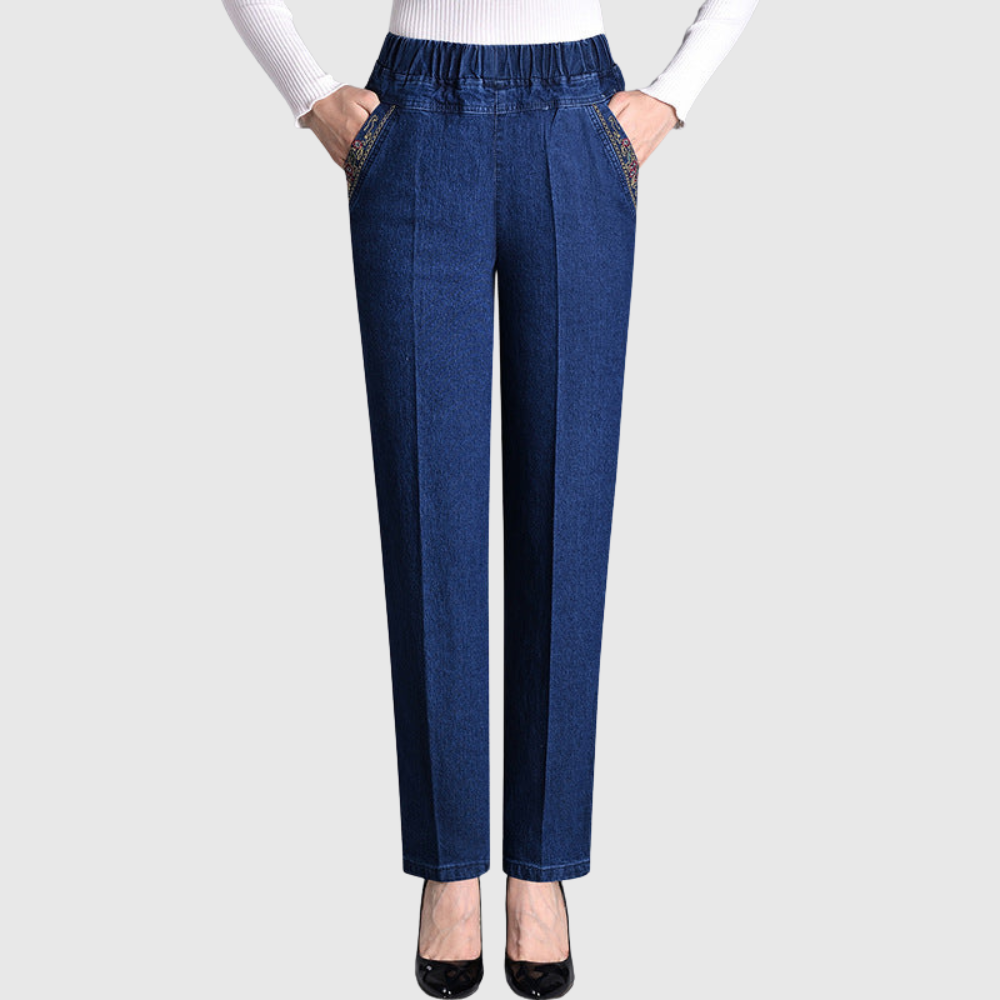 Laluna® | Women's jeans with side pockets and elastic waist