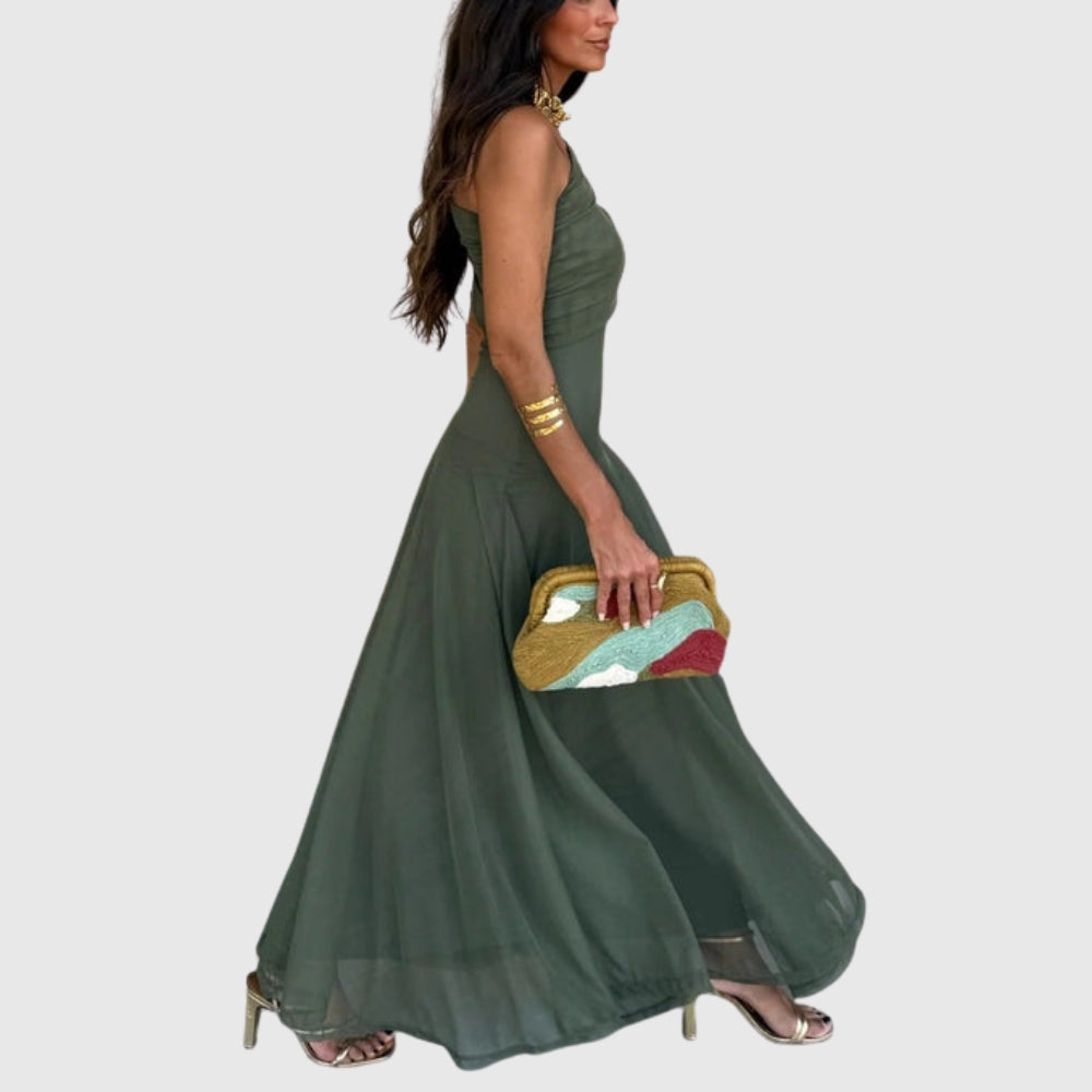 Brittany | Women's One-Shoulder Mesh Maxi Summer Dress