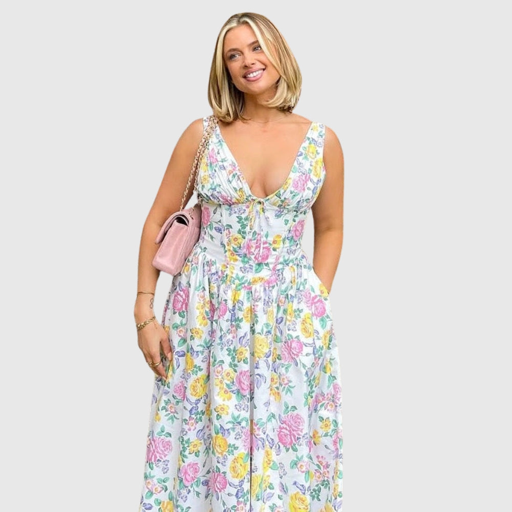 Michelle | Women's Floral Sleeveless Midi Spring Dress