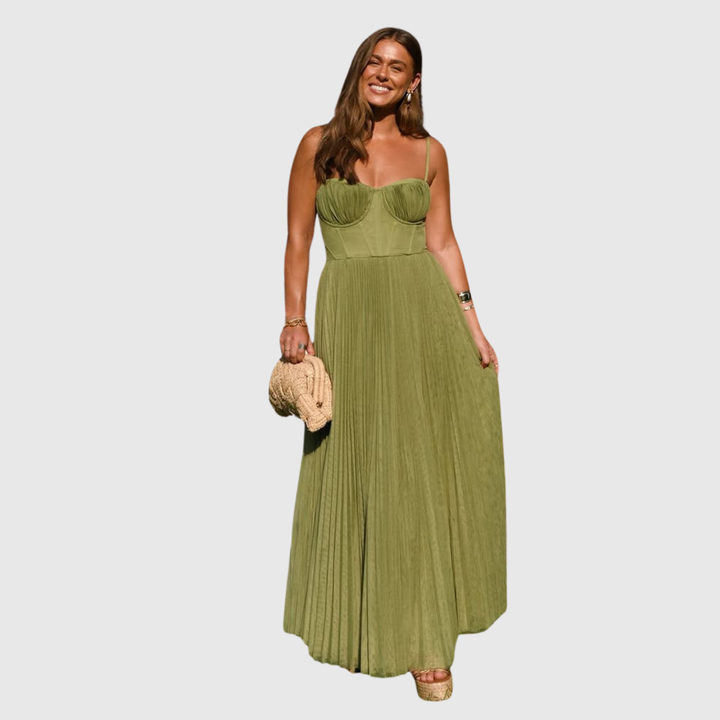 Daria | Women's Sleeveless Pleated Maxi Wedding Guest Dress