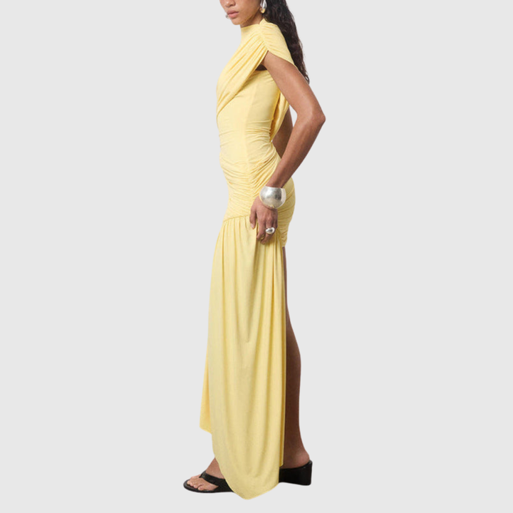 Jenna | Women's High Neck Ruched Draped Mini Cocktail Dress