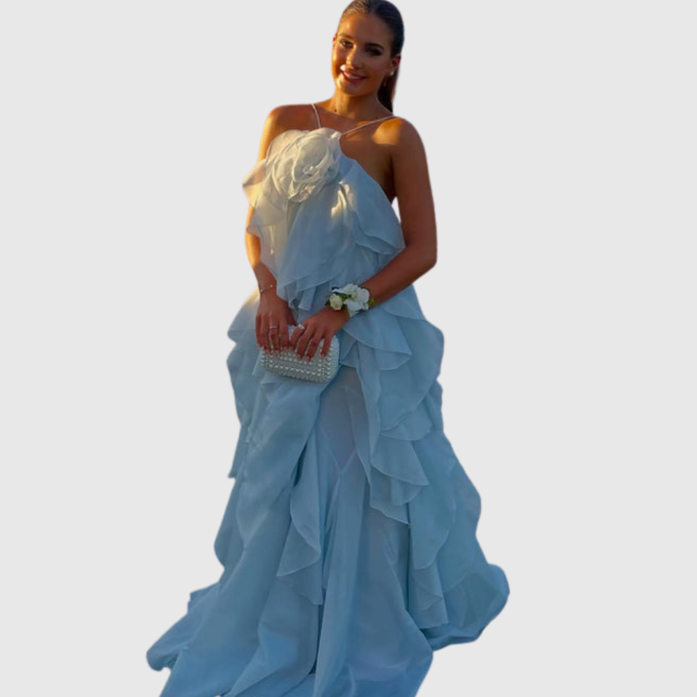Bellina | Women's Sleeveless Layers Ruffles Maxi Prom Dress