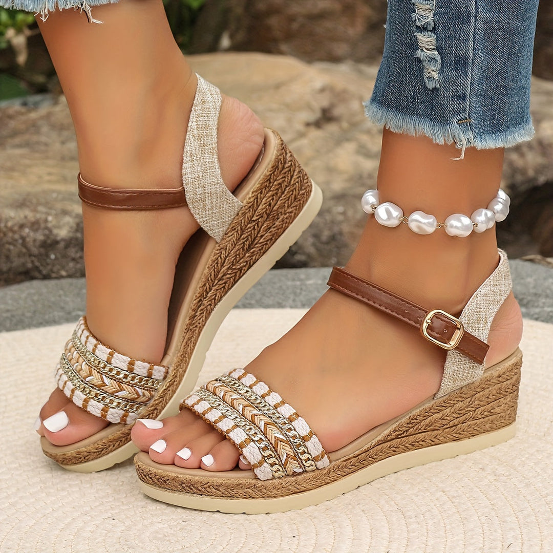 Garnet | Women's Boho Woven Cushioned Wedge Sandals