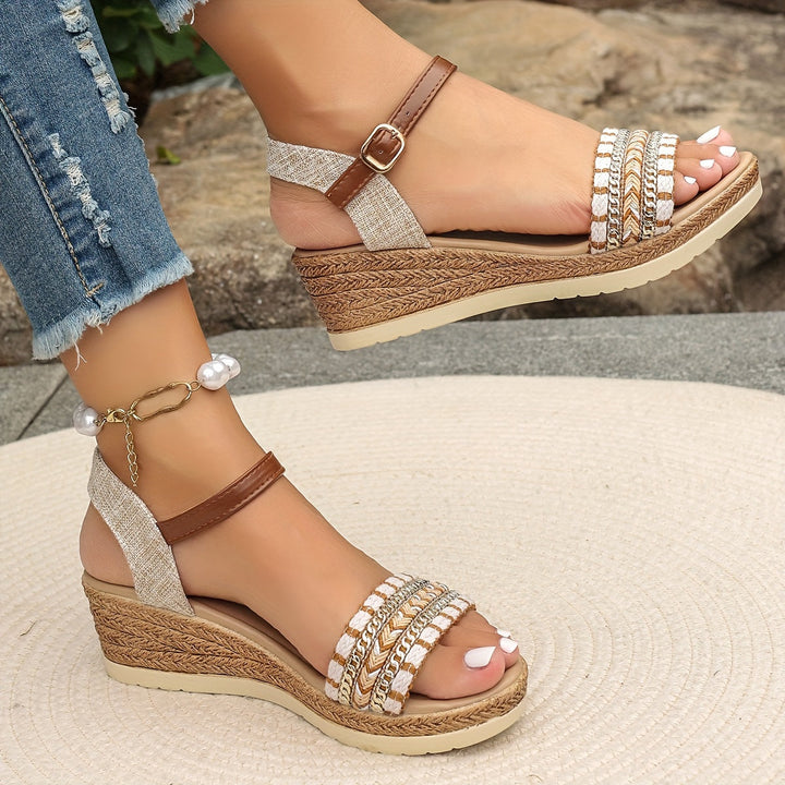 Garnet | Women's Boho Woven Cushioned Wedge Sandals
