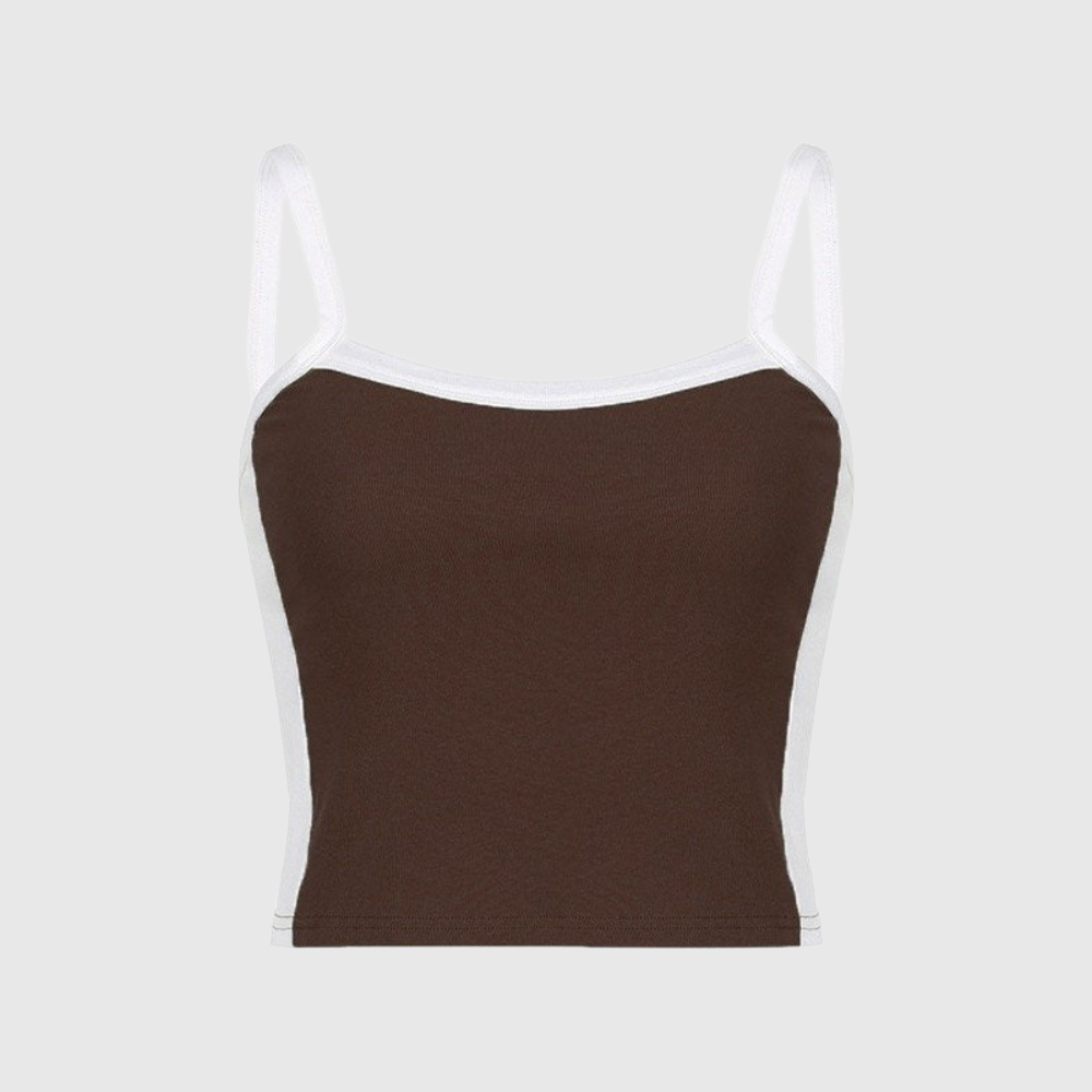 Vintage Crop Cami Top with Contrast Stripe