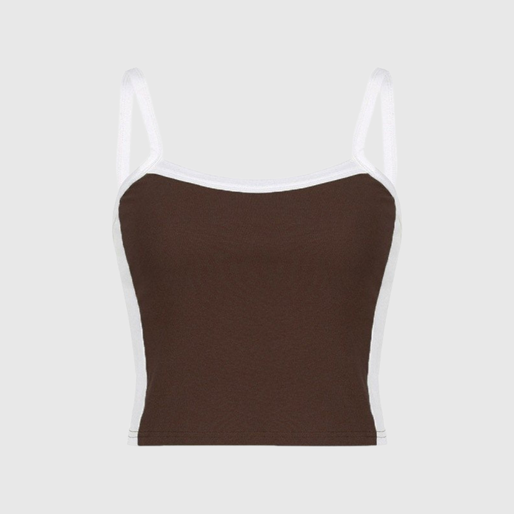 Vintage Crop Cami Top with Contrast Stripe