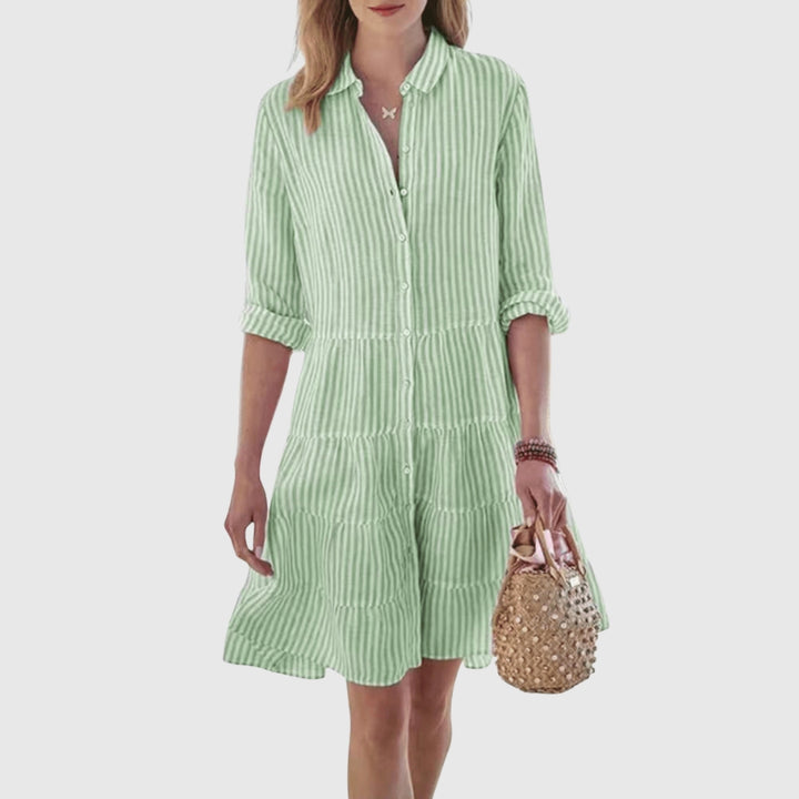 Cassandra™ | Breezy Striped Dress With Buttons