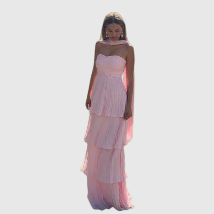 Odessa | Women's Strapless Tiered Maxi Wedding Guest Dress
