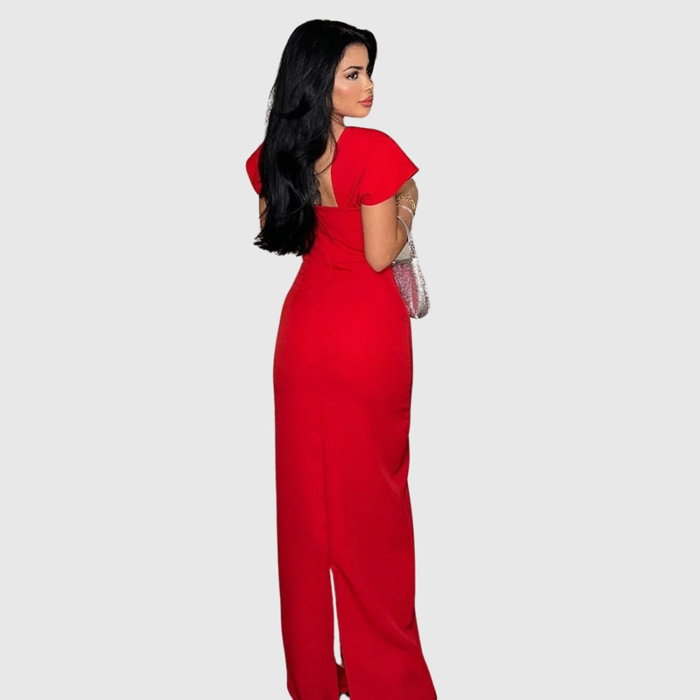 Keira | Women's Square-Neck Shoulder-Drape Bodycon Maxi Dress