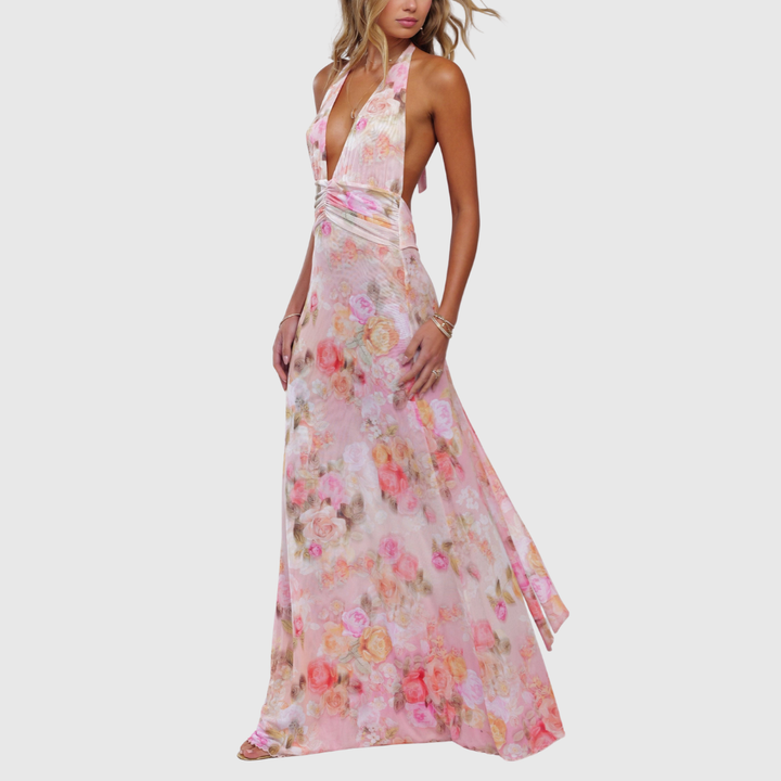 Ariadne | Women's Floral Deep V-Neck Maxi Wedding Guest Dress