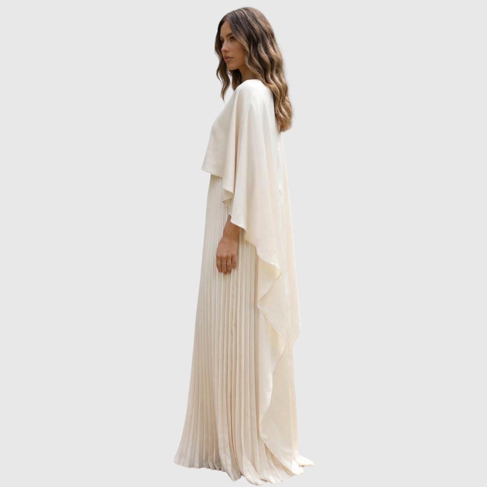 Aniya | Women’s Long Cape Sleeves Maxi Wedding Guest Dress