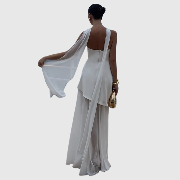 Noella | Women's Strapless Maxi Wedding Guest Dress with Scarf