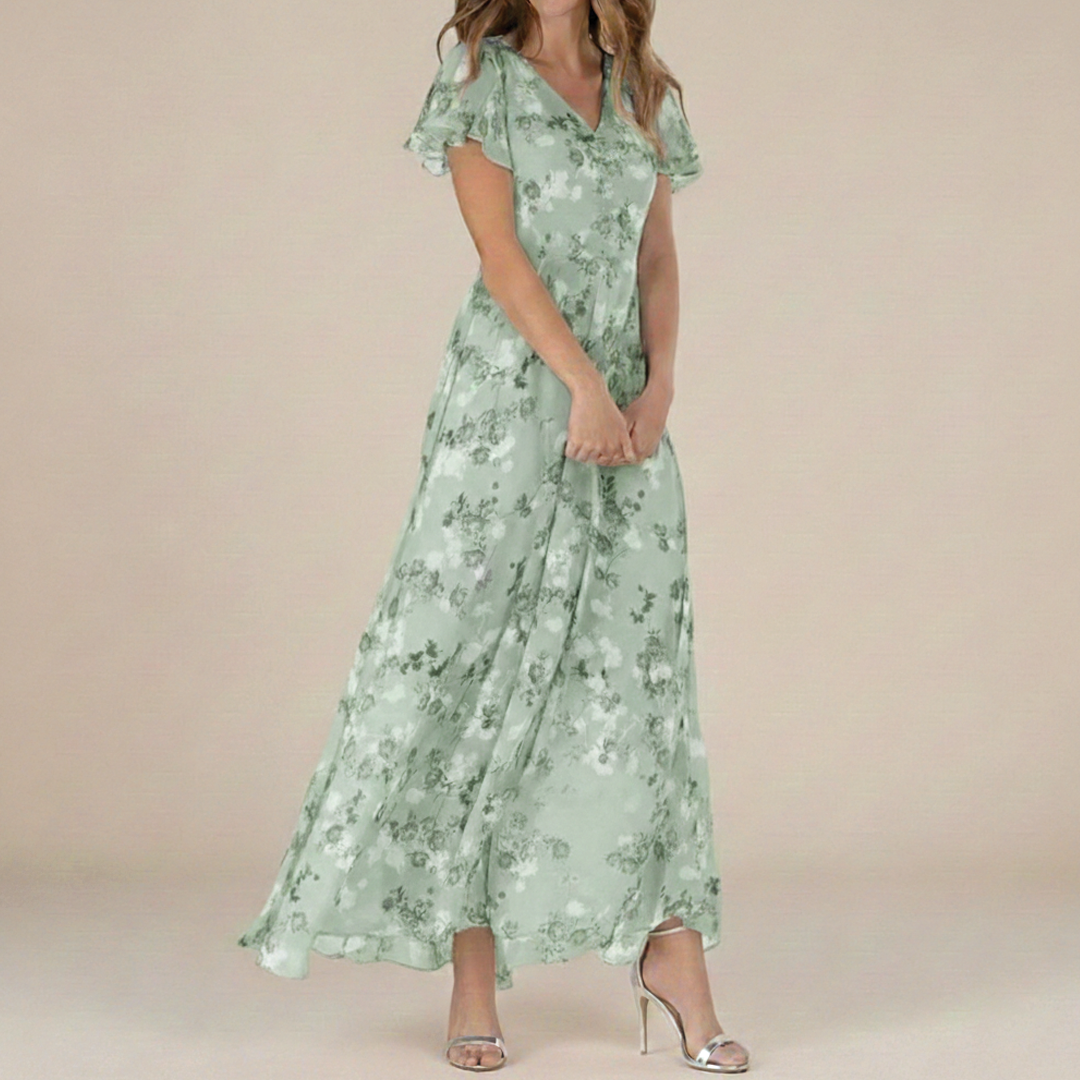 Ann - Flutter Sleeve Maxi Dress