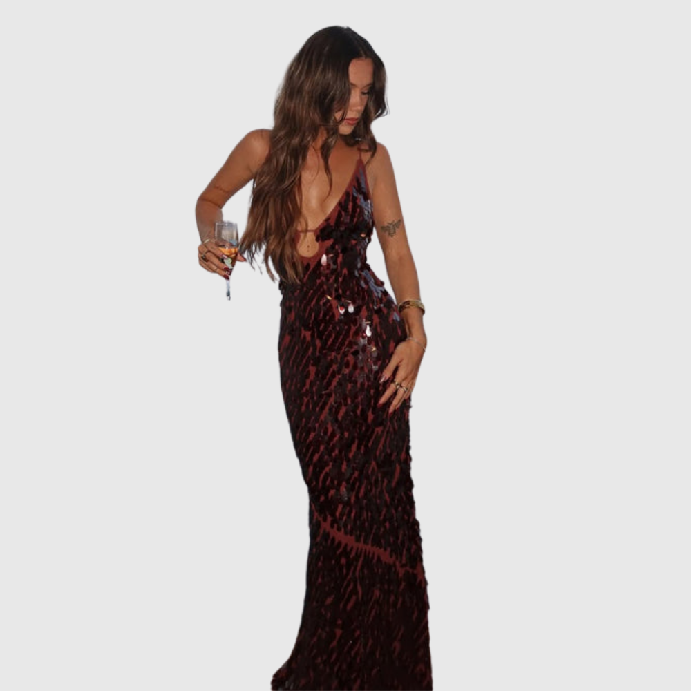 Veronica | Women's Sleeveless Sequin Maxi Prom Dress