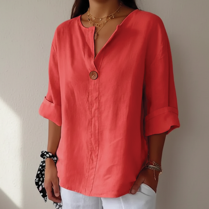 Anna - Linen V-Neck Blouse