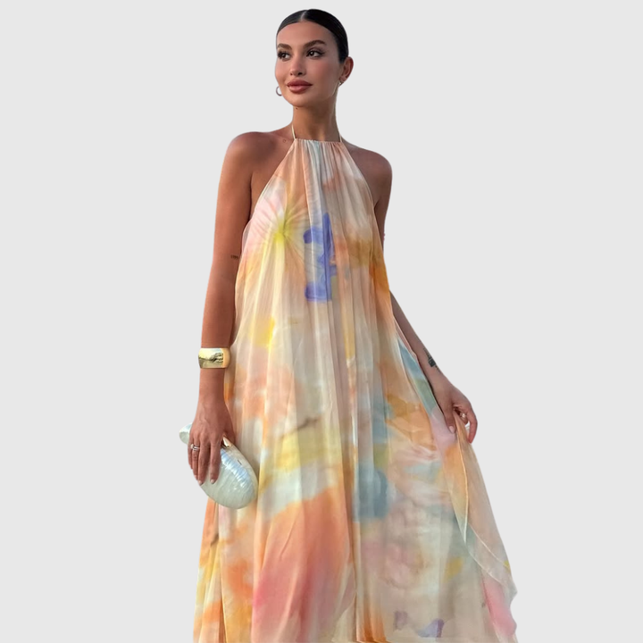 Corinna | Women's Printed Halter Maxi Summer Wedding Guest Dress