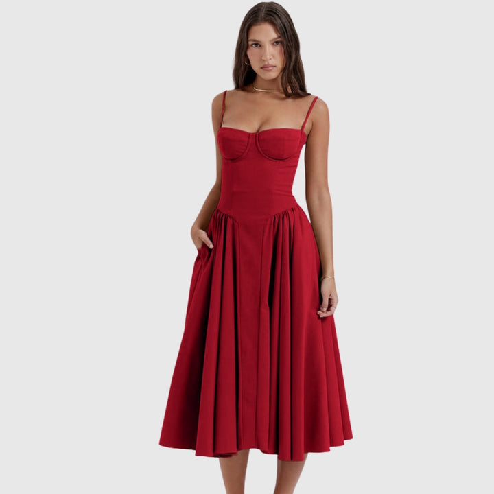 Calliope | Women's Sleeveless Structured Midi Summer Dress