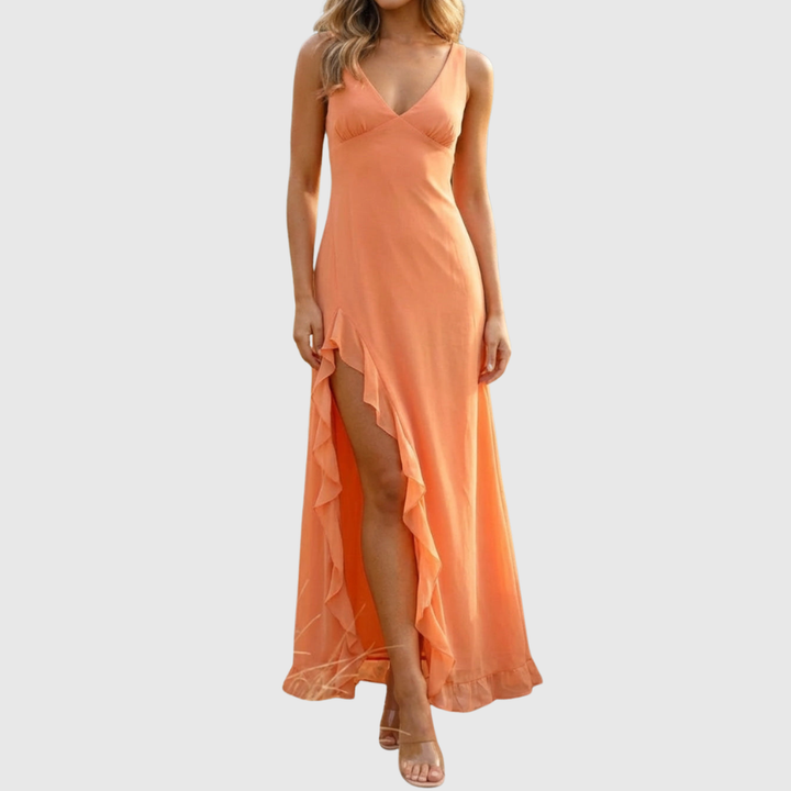 Alora | Women's Sleeveless V-Neck Maxi Summer Wedding Guest Dress