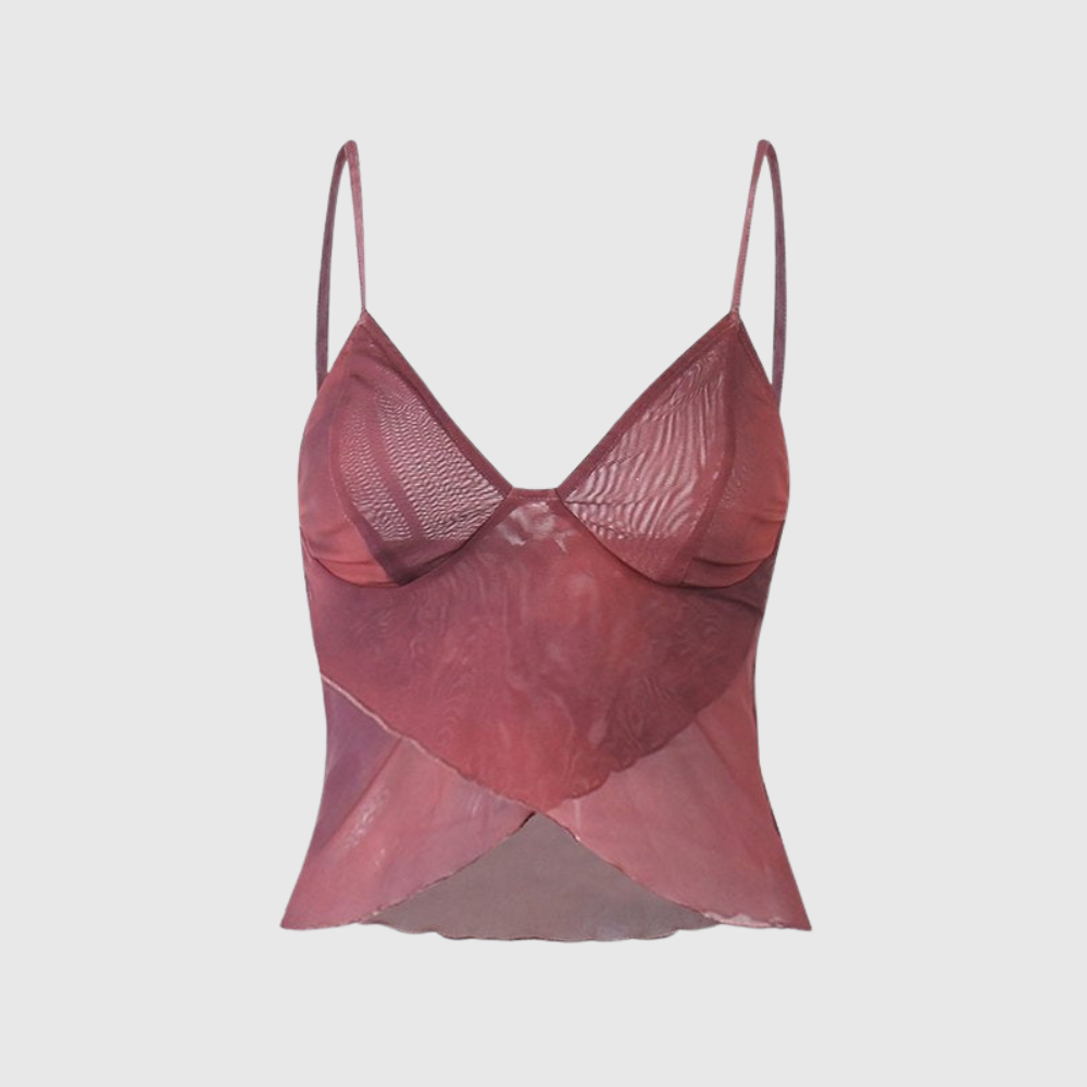 Crisscross Mesh Crop Cami Top