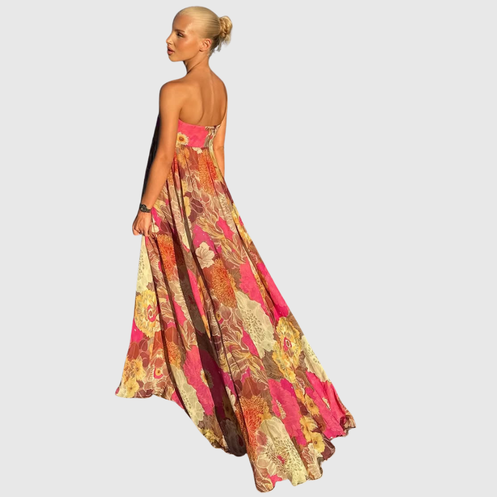 Maelynn | Women's Floral Strapless Maxi Summer Wedding Guest Dress