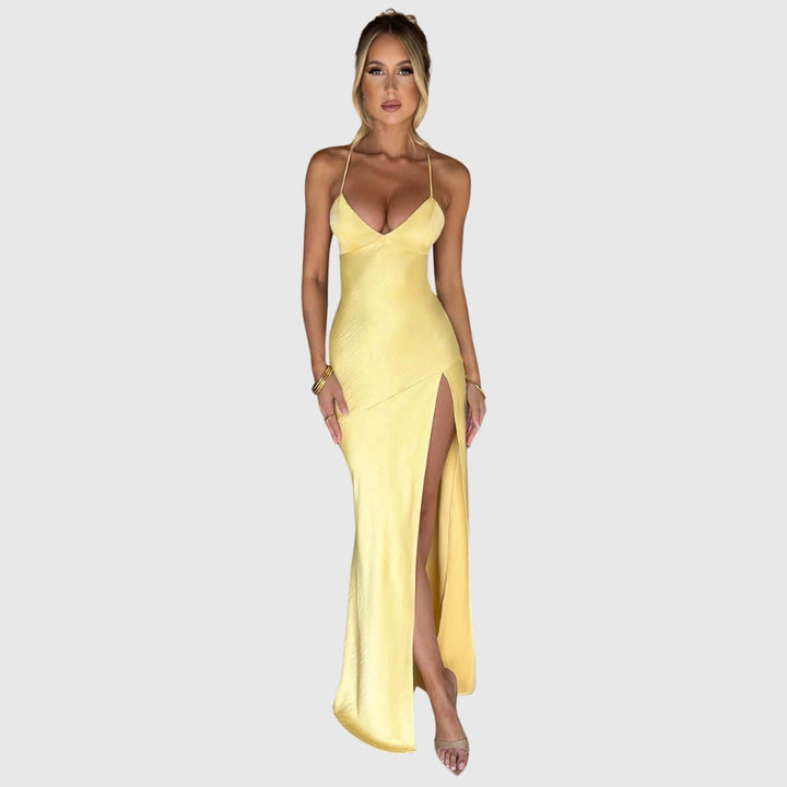 Adriana | Women's Sleeveless Slit Silk Maxi Wedding Guest Dress