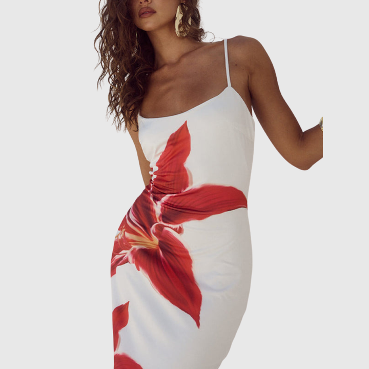 Abstract Unforgettable Floral Print Maxi Dress