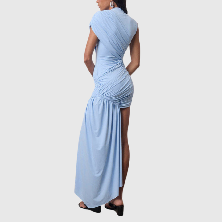 Jenna | Women's High Neck Ruched Draped Mini Cocktail Dress