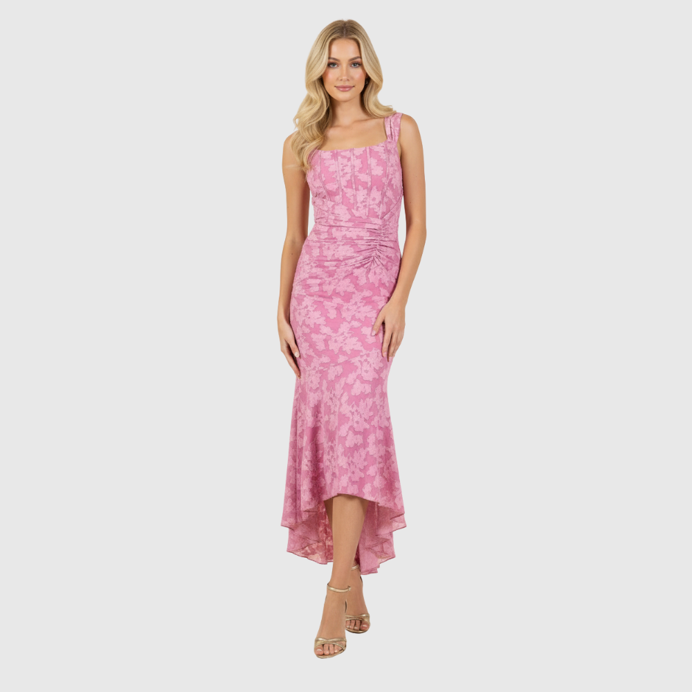 Bianca | Women's Sleeveless Draped Floral Maxi Wedding Guest Dress