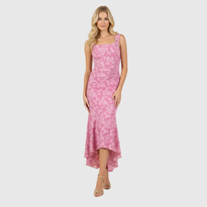 Bianca | Women's Sleeveless Draped Floral Maxi Wedding Guest Dress
