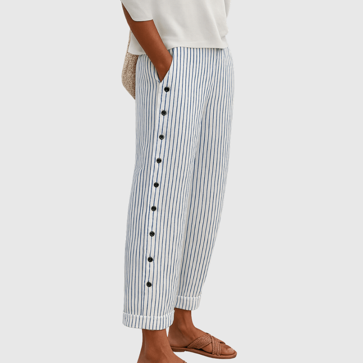 Sylvia | Stylish Striped Button Pants