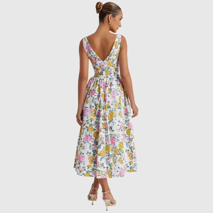 Michelle | Women's Floral Sleeveless Midi Spring Dress