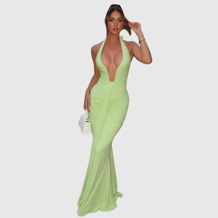 Amira | Women's Deep Halter Maxi Summer Dress