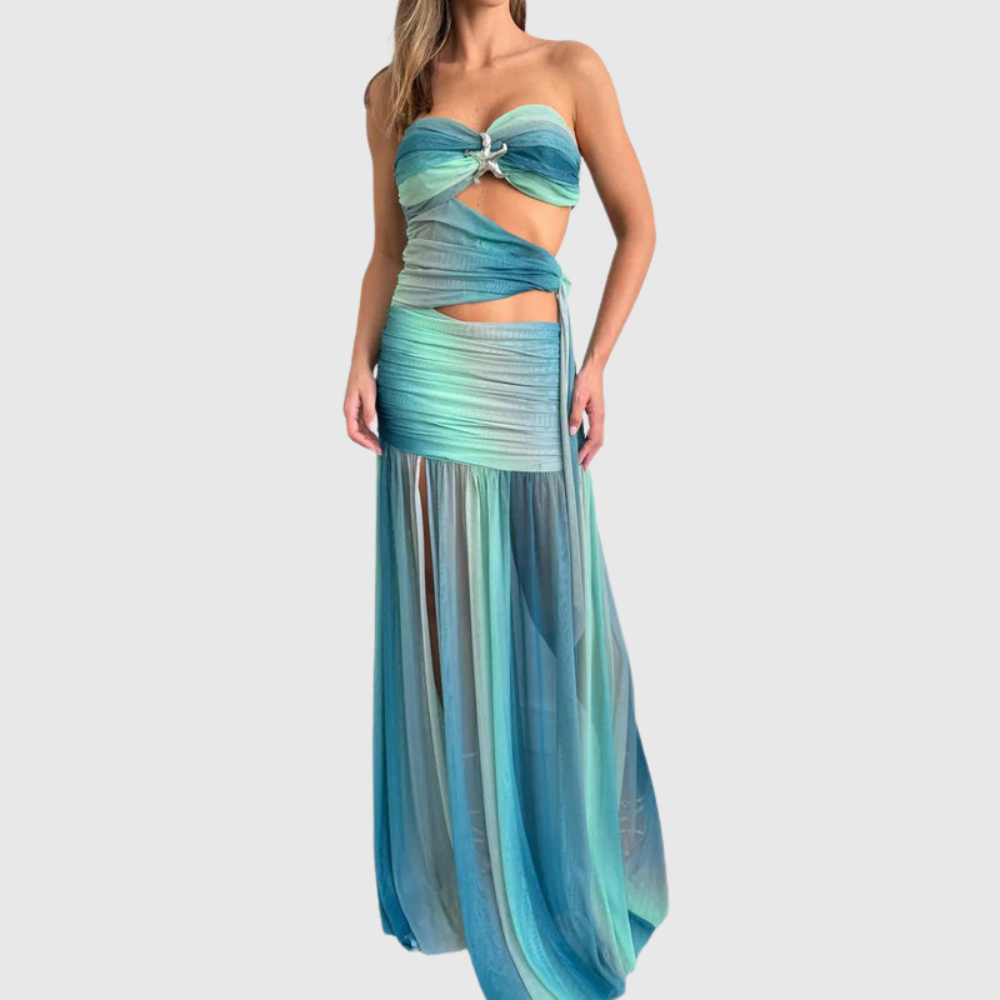 Wren | Women's Strapless Mesh Cut-Out Maxi Summer Dress