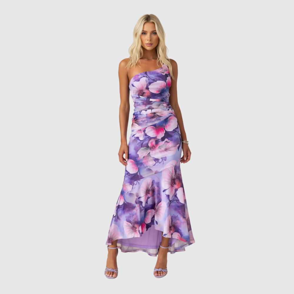 Marissa | Women's One-Shoulder Floral Maxi Wedding Guest Dress