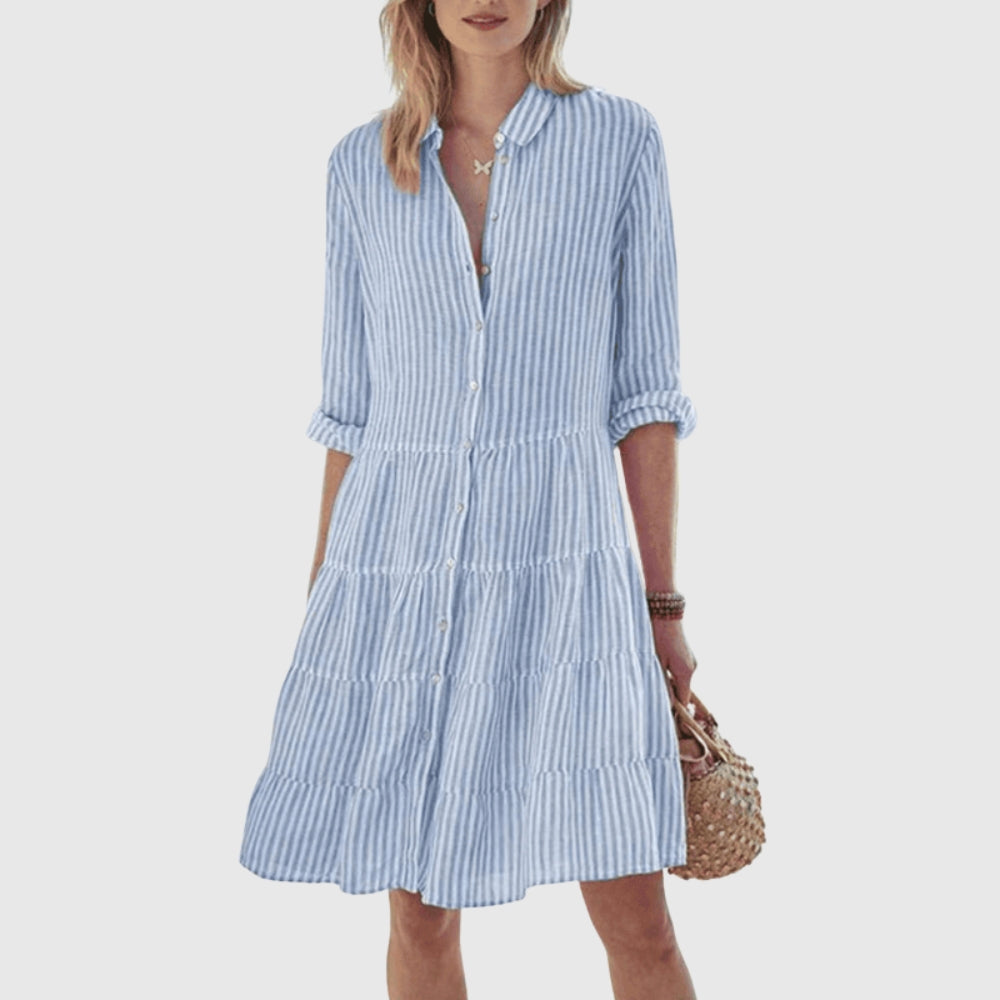 Cassandra™ | Breezy Striped Dress With Buttons