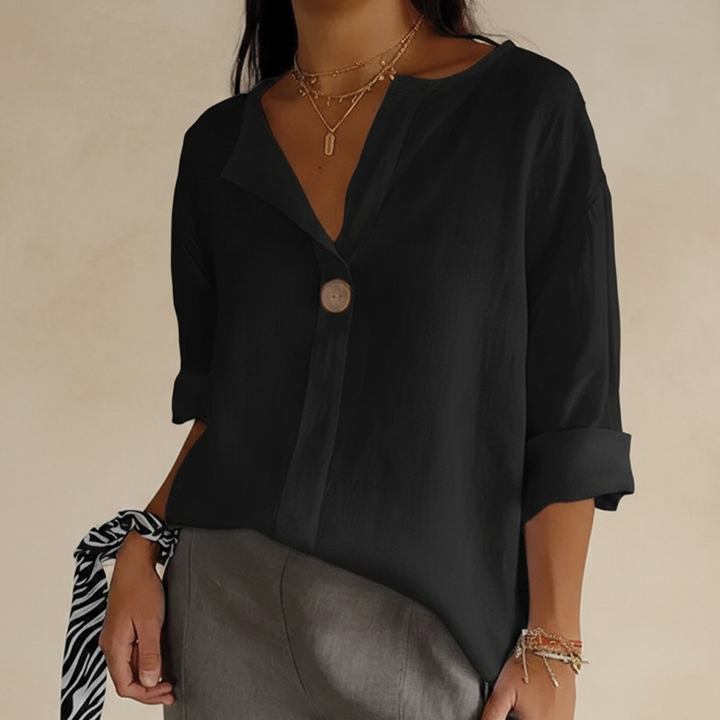 Anna - Linen V-Neck Blouse