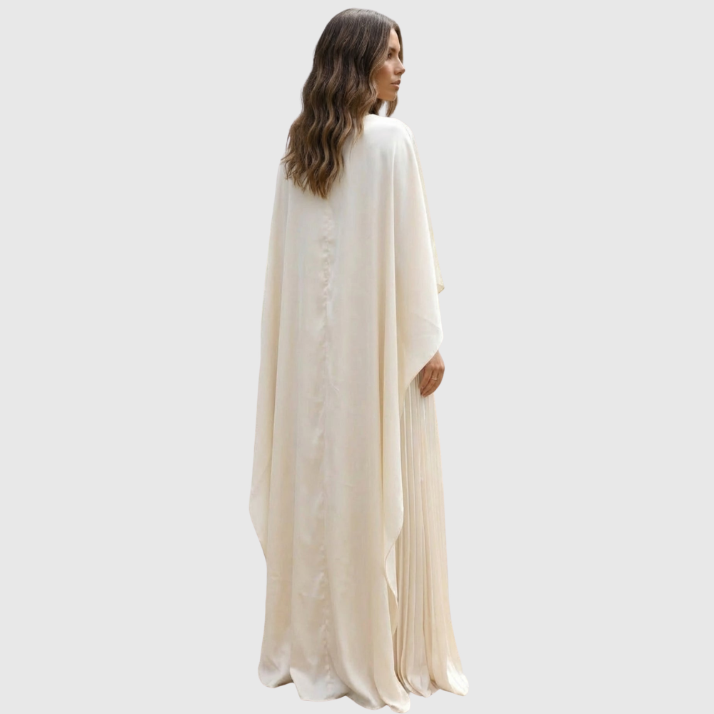 Aniya | Women’s Long Cape Sleeves Maxi Wedding Guest Dress