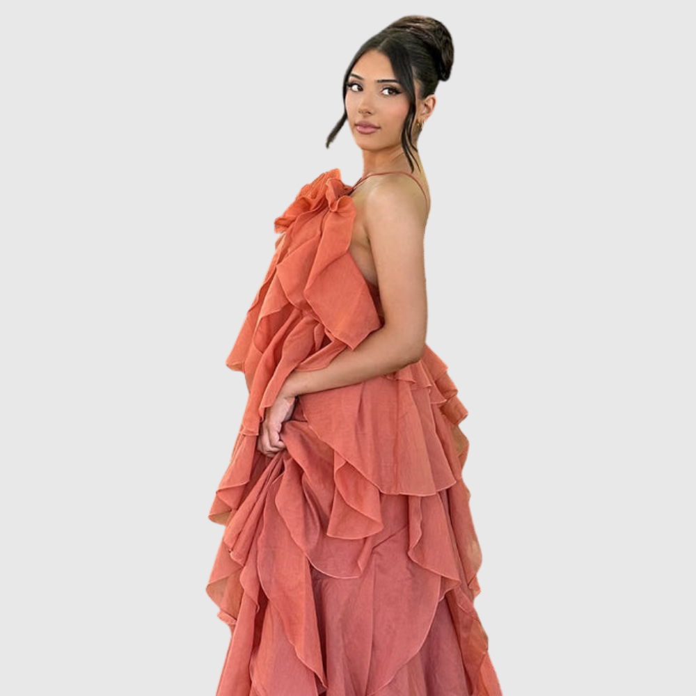Bellina | Women's Sleeveless Layers Ruffles Maxi Prom Dress