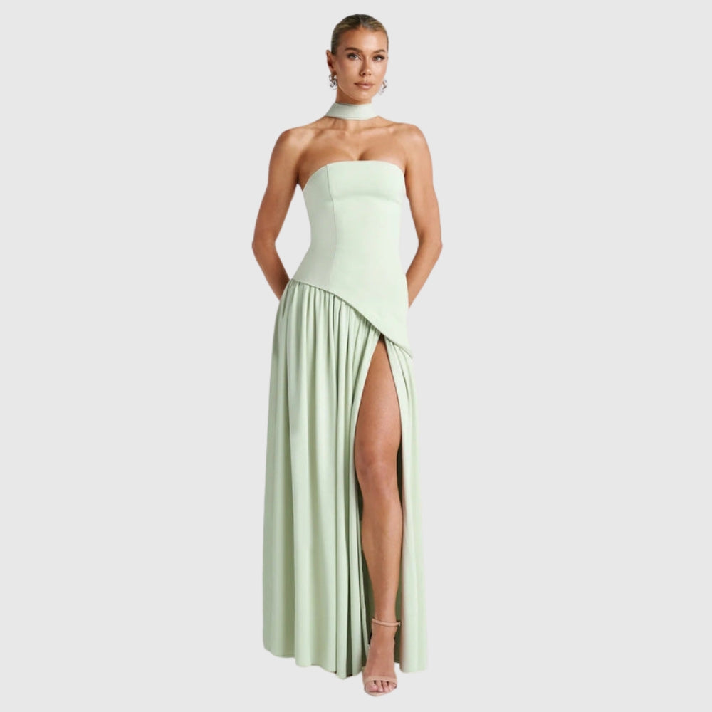 Lucinda | Women's Strapless Maxi Wedding Guest Dress with Scarf