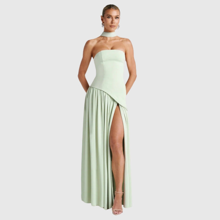 Lucinda | Women's Strapless Maxi Wedding Guest Dress with Scarf